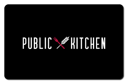 public kitchen logo on a black background